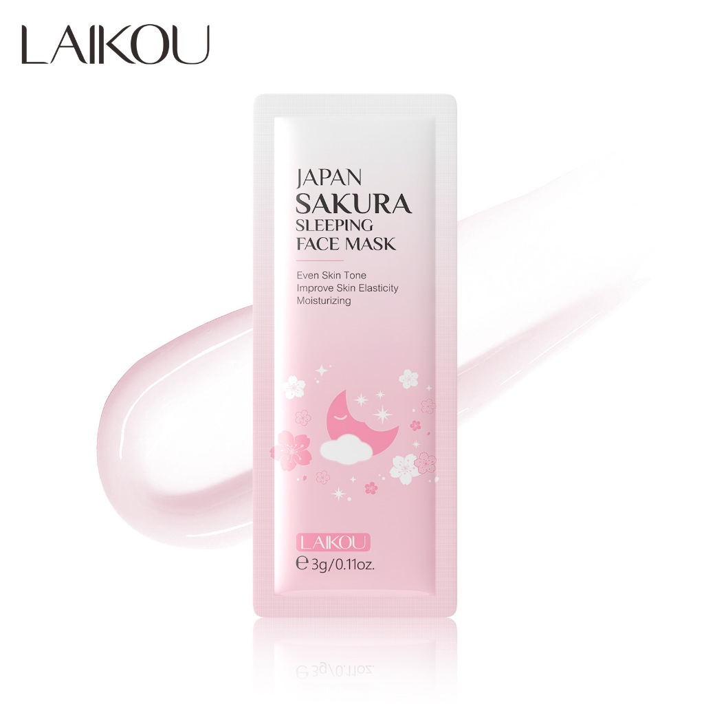 Laikou Japão Sakura Máscara facial Para Dormir-Likou Cherry Blossom Sleep Bolsa 10 Peças , 3g Produto Hidratante Cuidado