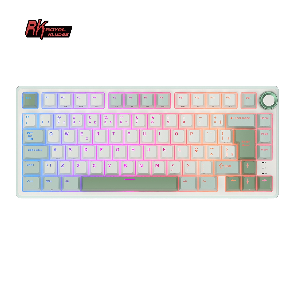 RK Royal Kludge RKR75 SkyCyan Teclado Mecânico Com Fio De Junta Portuguesa em Oferta na Shopee