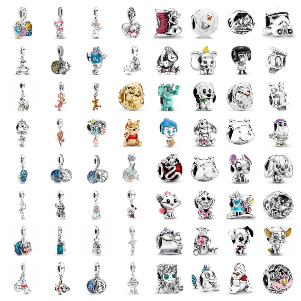 Berloque Prata 925 Charme Urso Pingente Princesa Contas De Cão Para Pulseira Bijuteria De Desenhos Animados