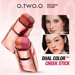 O.TWO.O Bastão de Blush 2 Cores com Toque Sedoso para Lábios e Bochechas, Maquiagem de Longa Duração e Resistente à Água em Oferta na Shopee
