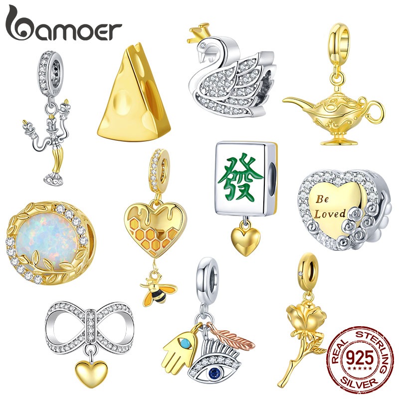 Bamoer Charmosa Prata 925 Com Colar De Pulseira De Ouro Série Amor Para DIY SCC1343 Bamoer Charmosa Prata 925 Com Colar De Pulseira De Ouro Série Amor Para DIY SCC1343