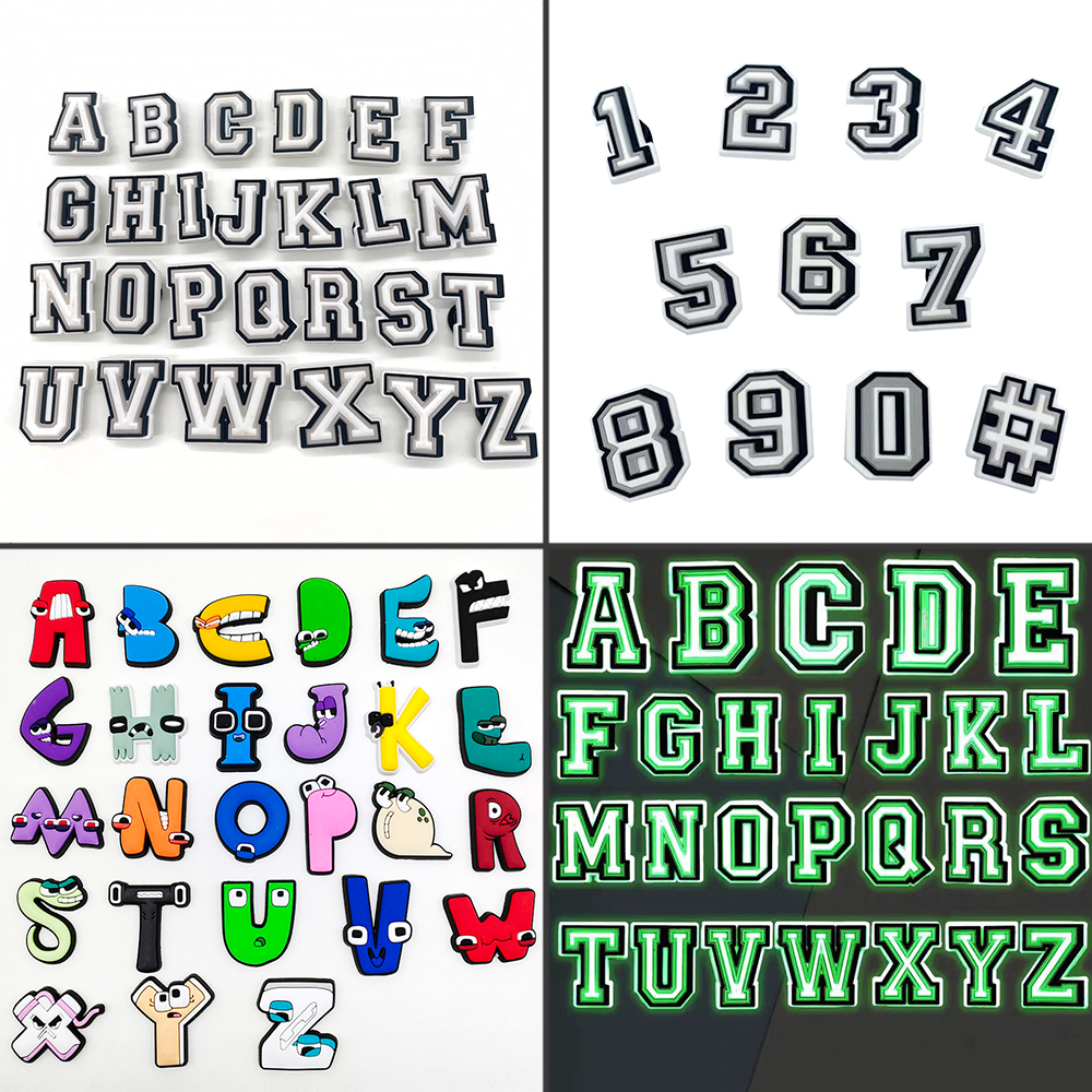 100 Modelos Divertidos Alfabetos Números Tênis Versáteis Encantos Sandálias Pingente Botão Original Sapato Tamanco Pinos