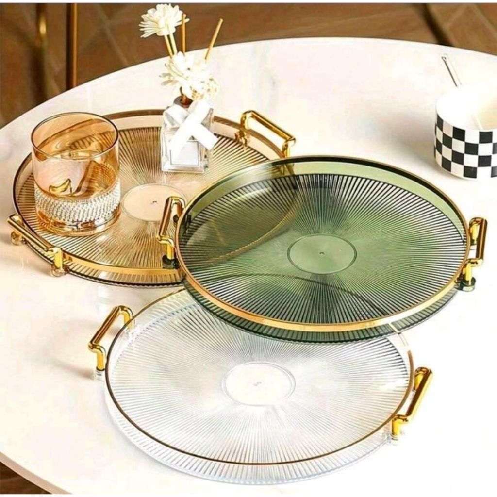 Bandeja Organizadora Decorativa Multiuso Para Servir Nórdica Com Alça e Detalhe em Dourado...