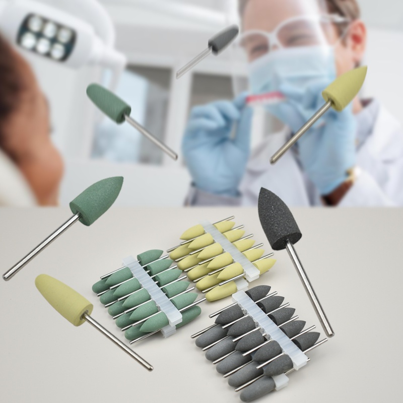 Consumíveis Dentários/10 Unidades/Conjunto Ferramentas Para Unhas De Silicone Polidor De Borracha Cabeça De Moagem Haste
