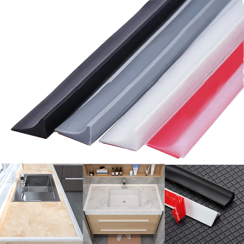 Silicone Auto-Adesivo Dobrável Cozinha Banheiro Bancada Tira De Drenagem Barreira Rolha De Água Vedação De Separação Sec