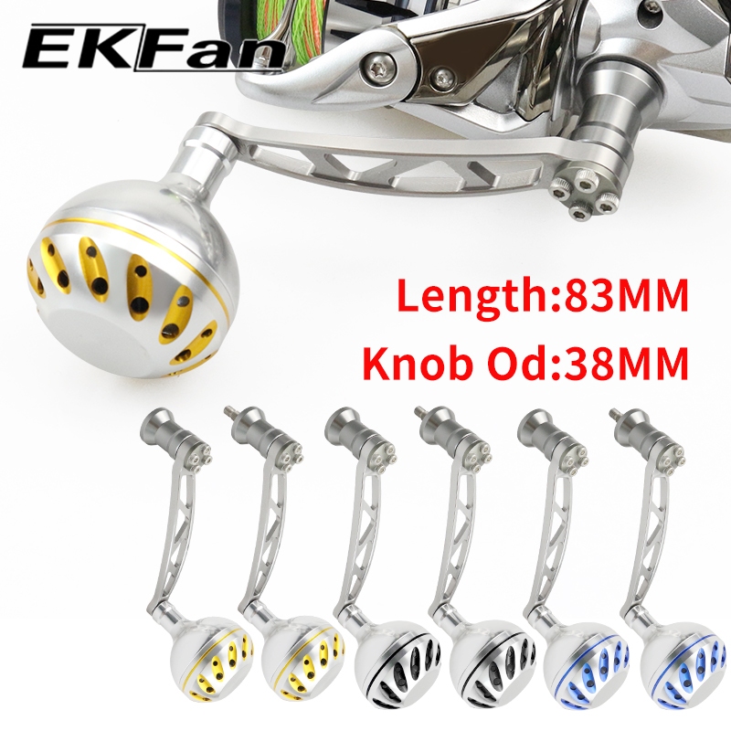 EKFan 83MM aluminum alloy Fishing Reel handle 38mm alloy knob fit Daiwa Shimano Spinning fishing lure reel DIY parts