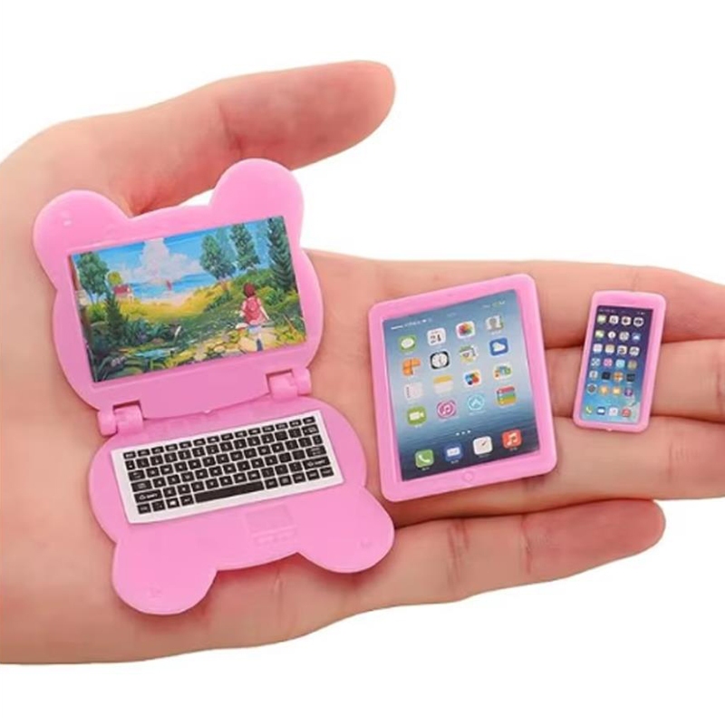 3 Pçs/Set Casa De Bonecas Mini Item Acessórios Boneca Bonito Conjunto Telefone Computador Em Miniatura Engraçado Brinque