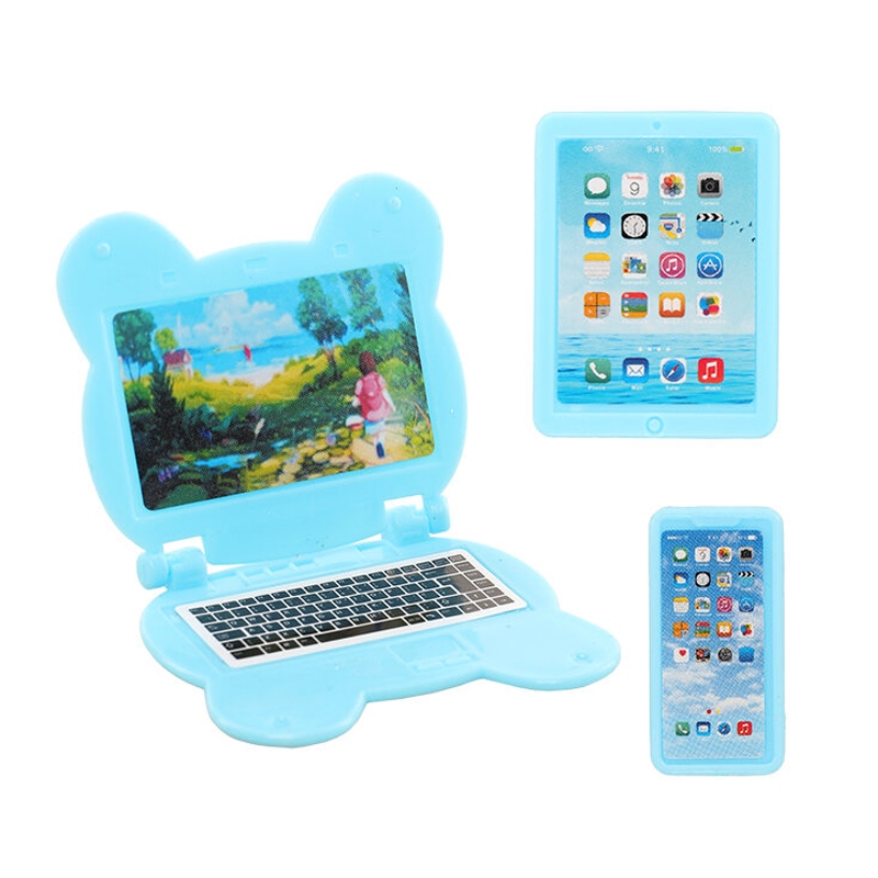 3 Pçs/Set Casa De Bonecas Mini Item Acessórios Boneca Bonito Conjunto Telefone Computador Em Miniatura Engraçado Brinque