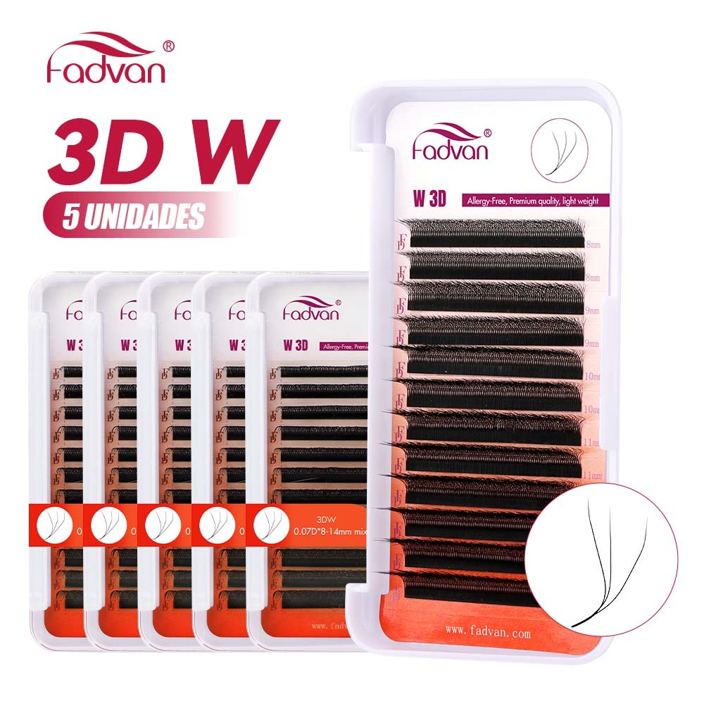 FADVAN Lashes 5 Peças 3D W Volume Fans Extensão De Cílios Brasileiros/Egípcios/Russos