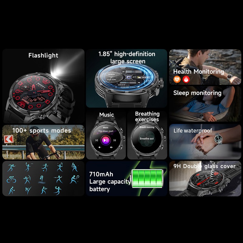 North EDGE V99 Relógio inteligente masculino Chamada Bluetooth Conexão Bluetooth de um botão 1.85 polegadas 710Mah IP67 - detalhe