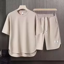 Moda Coreana Masculina Conjunto De Duas Peças Verão Manga Curta Camiseta E Shorts Soltos Define Roupas De Grife Masculin
