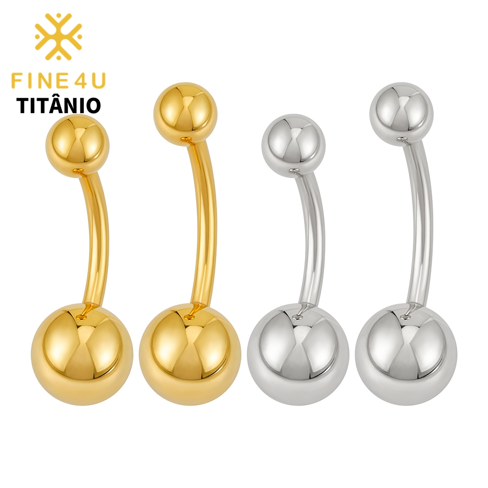 FINE4U Piercing Umbigo Titânio Original 10/12mm Hipoalergênica Joia Para Meninas Mulheres