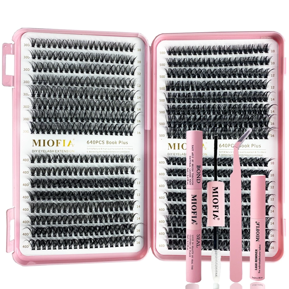 640 tufos 30/40/50/60d cílios postiços livro 10-16mm misturado cílios postiços DIY conexão extensão cílios conjunto