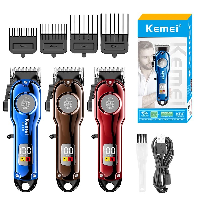 Kemei Máquina De Cortar Cabelo Elétrica Sem Fio Masculino Profissional Recarregável Aparador De Corte Kit Cortador - Beauty