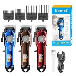 Kemei Máquina De Cortar Cabelo Elétrica Sem Fio Masculino Profissional Recarregável Aparador De Corte Kit Cortador