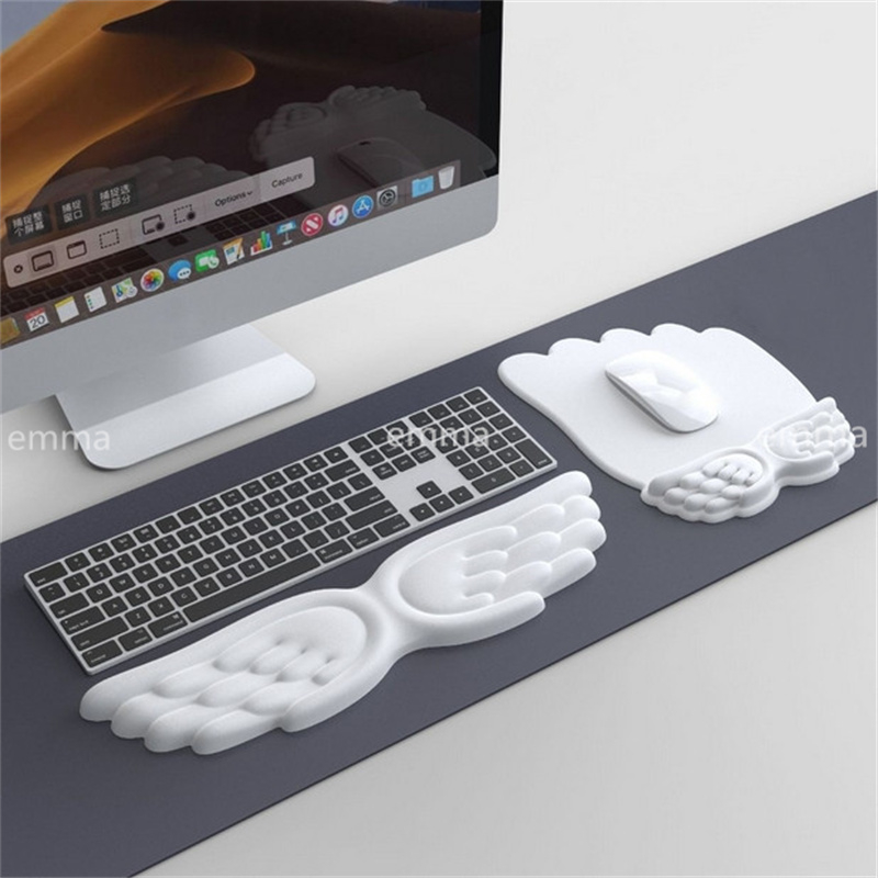 Criativo Asas De Anjo Computador Digitação Teclado Antiderrapante Descanso De Pulso Escritório Espuma De Memória Macia M