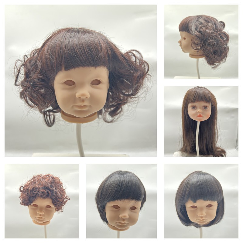 Boneca Reborn BJD Cabelo De Se Encaixa Circunferência Da Cabeça Cerca De 37cm/40-44cm Peruca De Curto Encaracolado Marro