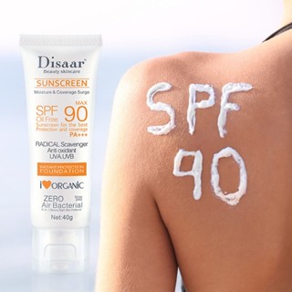 Creme Protetor Solar Sem Óleo Disaar Fps90 Para A Melhor Proteção E Cobertura PA + + UVA/UVB 40g em Oferta na Shopee