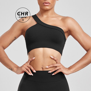 CHR Sutiã Esportivo Com Nervuras Sem Costura Roupa Interior Feminina Topo De Colheita Elástico Fino Colete Fitness Push em Oferta na Shopee