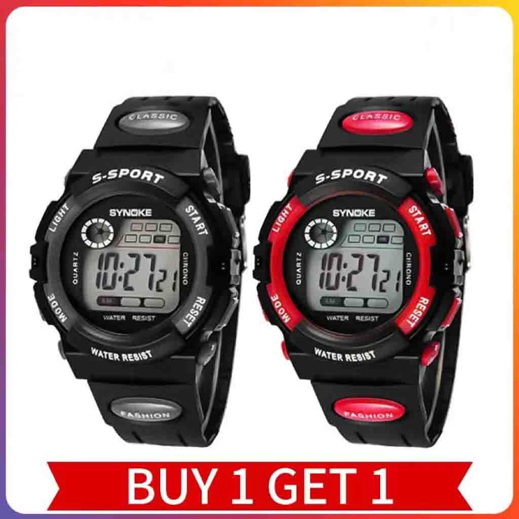 2PCS Relógio Digital Infantil De Borracha À Prova D'água COD Menino Menina Eletrônico