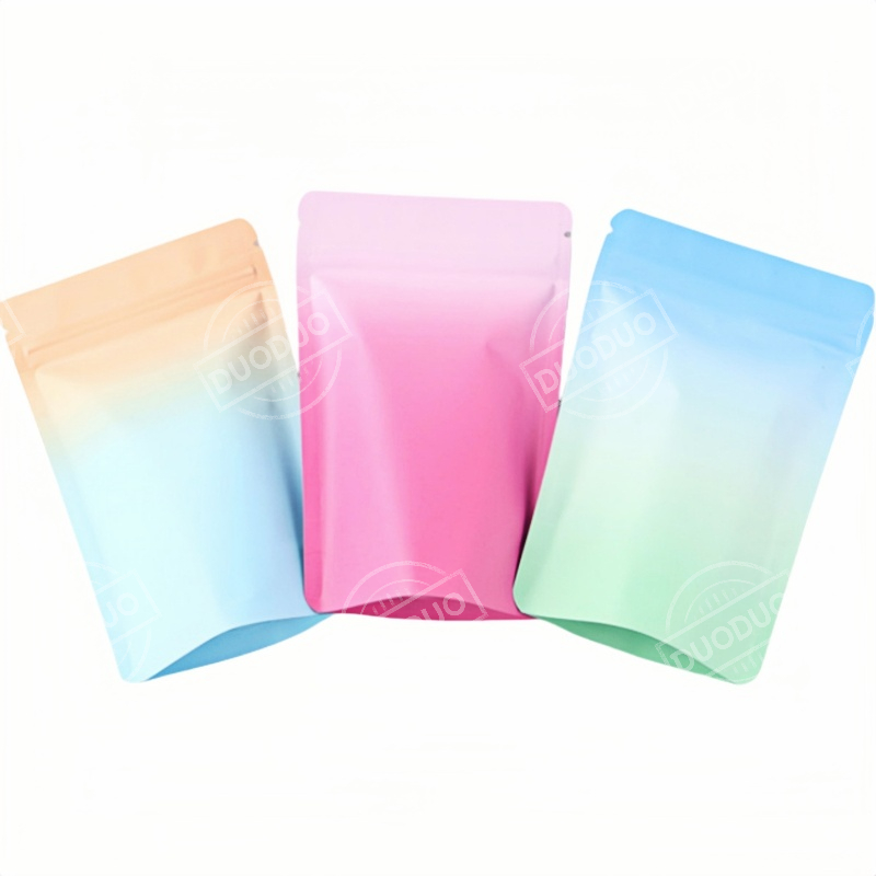50/100 Unidades Saco de Alumínio Fosco Dupla Face Cor Gradiente Stand Up Pouch Zip