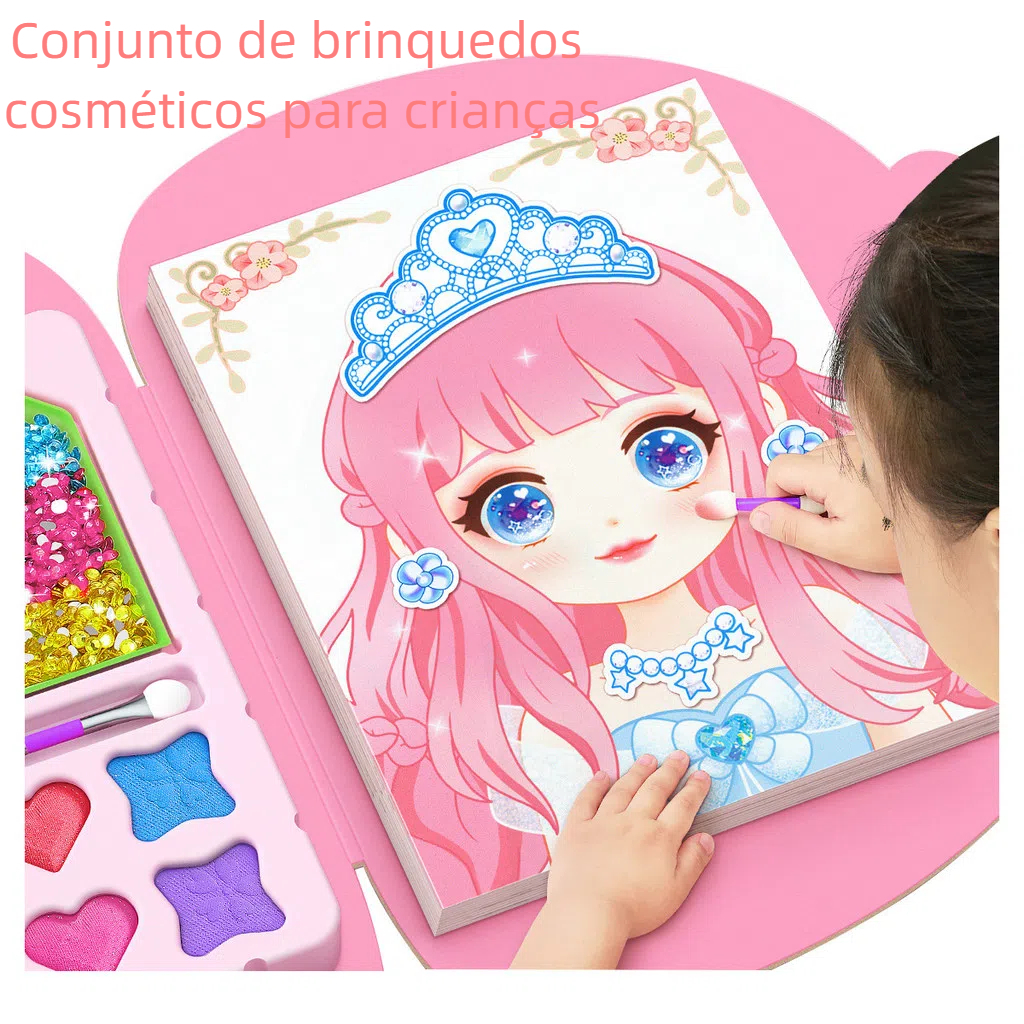 Conjunto de brinquedos cosméticos infantis princesa caixa de maquiagem presente de aniversário para meninas
