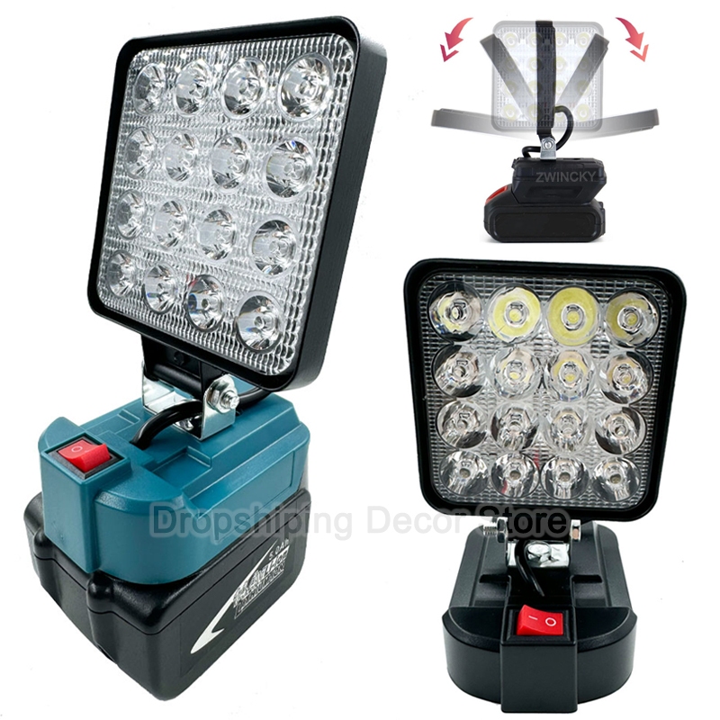 Luz de trabalho LED sem fio para Makita 14,4V 18V Li-ion Bateria iluminação de emergência de oficina (sem bateria) em Oferta na Shopee