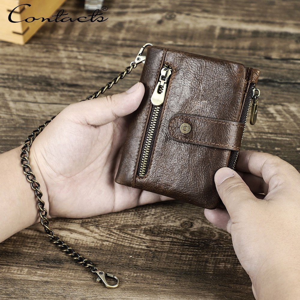 CONTACT'S Carteira De Couro Masculina Capa Bolsa De Moedas Pequena Marca Crédito & ID Carteiras Multifuncionais