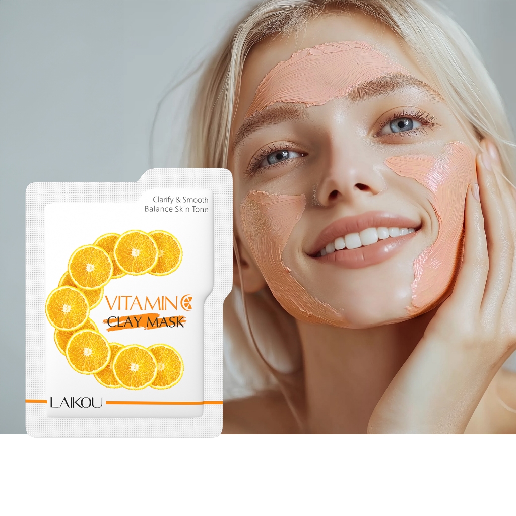 LAIKOU Vitamina C Máscara De Argila Iluminadora Limpeza Profunda Poros Aumenta Brilho Hidratante 5g - Beauty