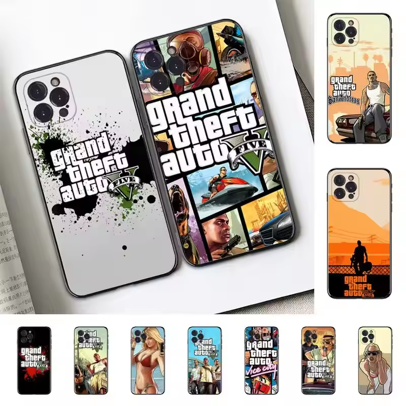 Rockstar Gta 5 Grande Caso De Telefone Silicone Macio Para iphone 14 13 12 11 Pro Mini XS MAX 8 7 6 Plus X XR Capa