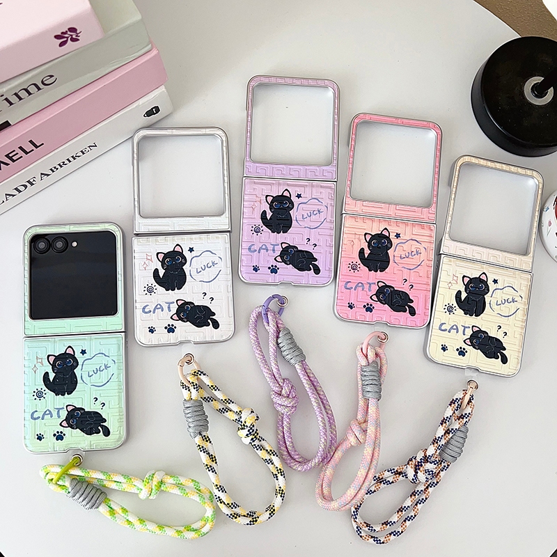 Razr50 Capa Para Motorola Razr 50 Ultra DIY Mão Corda Gradiente Gato Sorte À Pro