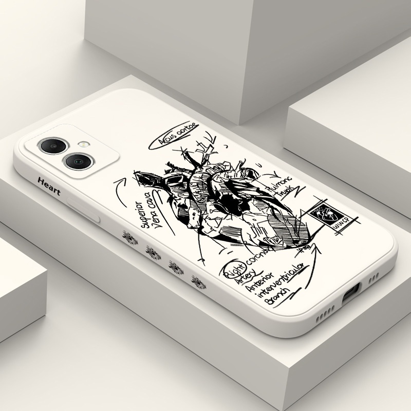 Esboço Coração Caso De Telefone Para Samsung Galaxy A17 A07 A56 A36 A26 A16 A06 A15 A25 A35 A55 A05 A05S 4G 5G Silicone 
