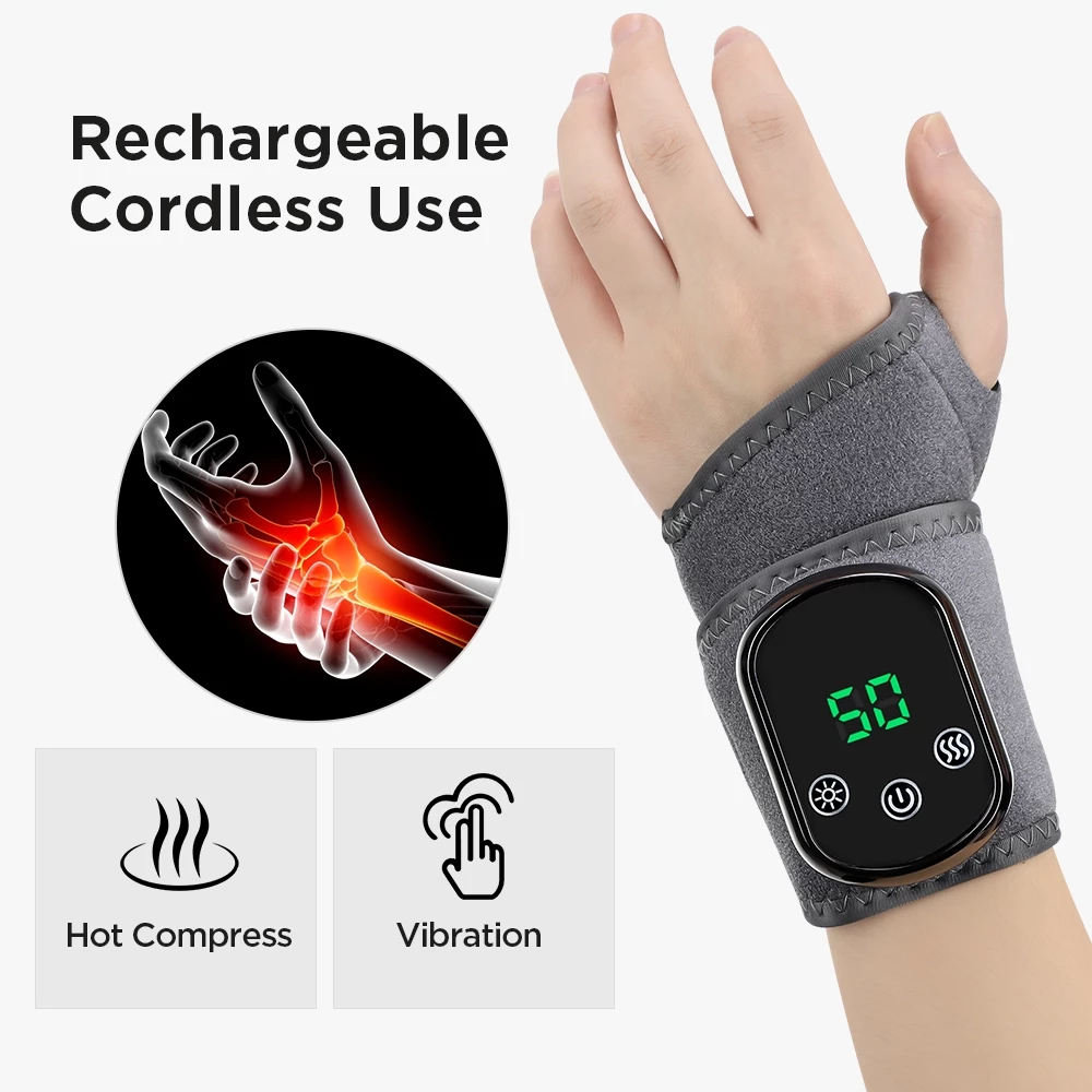 Pulseira Elétrica Com Compressa Quente E Massagem Para Túnel Do Carpo , Suporte As Mãos Artrite , Tendinite , Entorse , — imagem 1