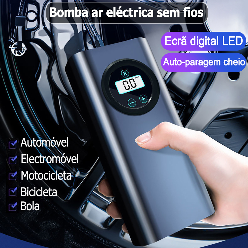 150psi Display Digital sem fio bomba de ar elétrica pneu Inflator motocicleta carro bicicleta Compressor de ar portátil em Oferta na Shopee