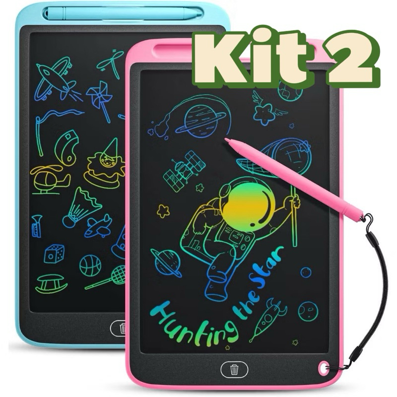 Kit 2 Quadro-Negro Mágico Tela LCD 8.5/10/12 Polegadas Tablet Infantil Para Escrita E Dese...