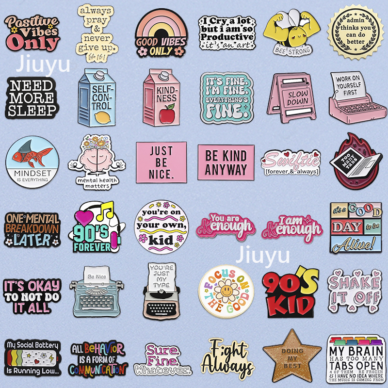 100 Estilos De Alfinetes Esmaltados De Texto Inspirador Fazendo Meus Melhores Citações Broche , Bebê Dos Anos 90 , Boas 
