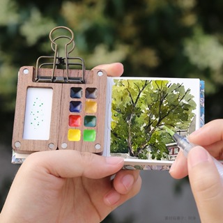 Portátil Mini Conjunto De Aquarela De Viagem Vazio Paleta Madeira Bandeja Quadrada Caixa De Pintura Arte Suprimentos em Oferta na Shopee