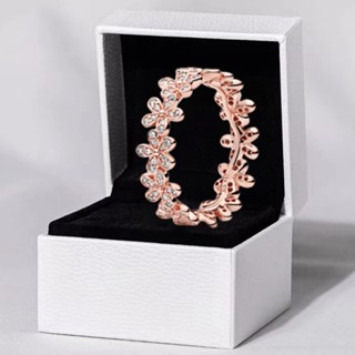 Com Caixa S925 Anel De Prata Feminino Rosa Dourado Margarida Diamante Luz Luxo Estilo Doce
