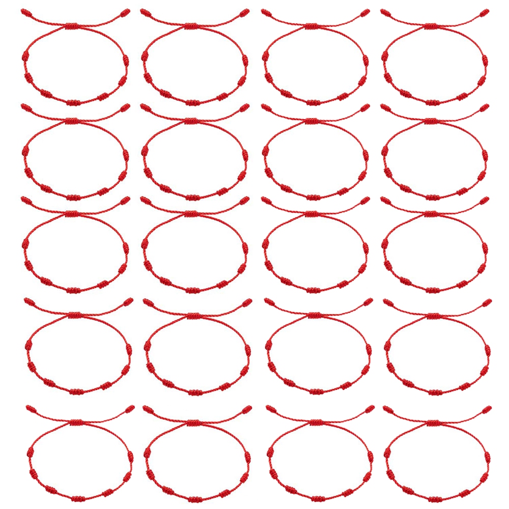 Kit 20 Pulseira Vermelha De Sete 7 Nós Kabbalah Afastar O Mal