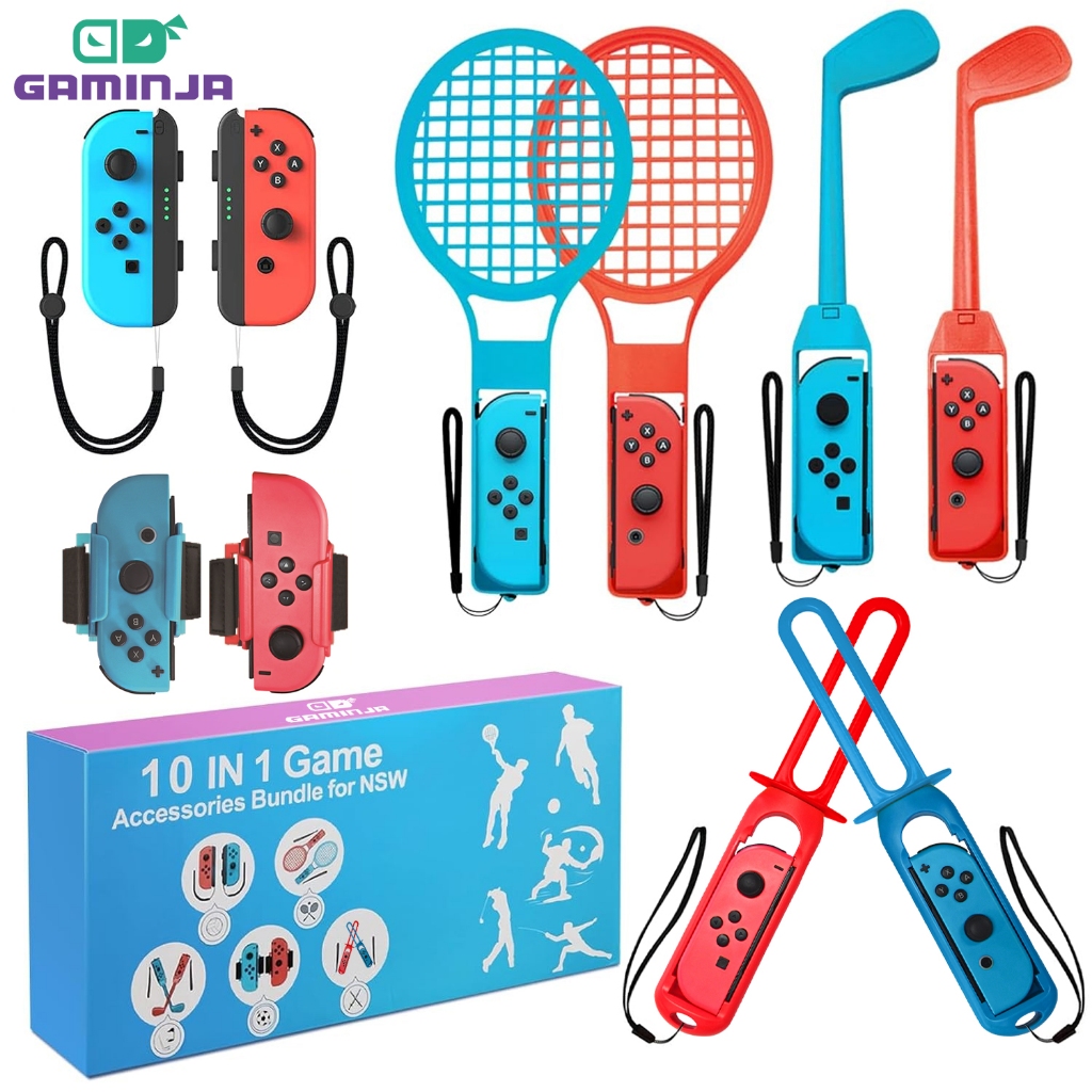Pacote De Acessórios Esportivos 10 Em 1 Switch Para Nintendo Oled Game Kit Com Clubes De Golfe