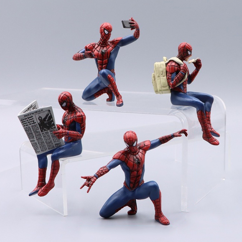4 Pçs/Set 7-8cm Os Vingadores Super-Herói Homem-Aranha Ler Jornal Peter Benjamin Parker Q Versão PVC Figuras De Ação Mod em Oferta na Shopee