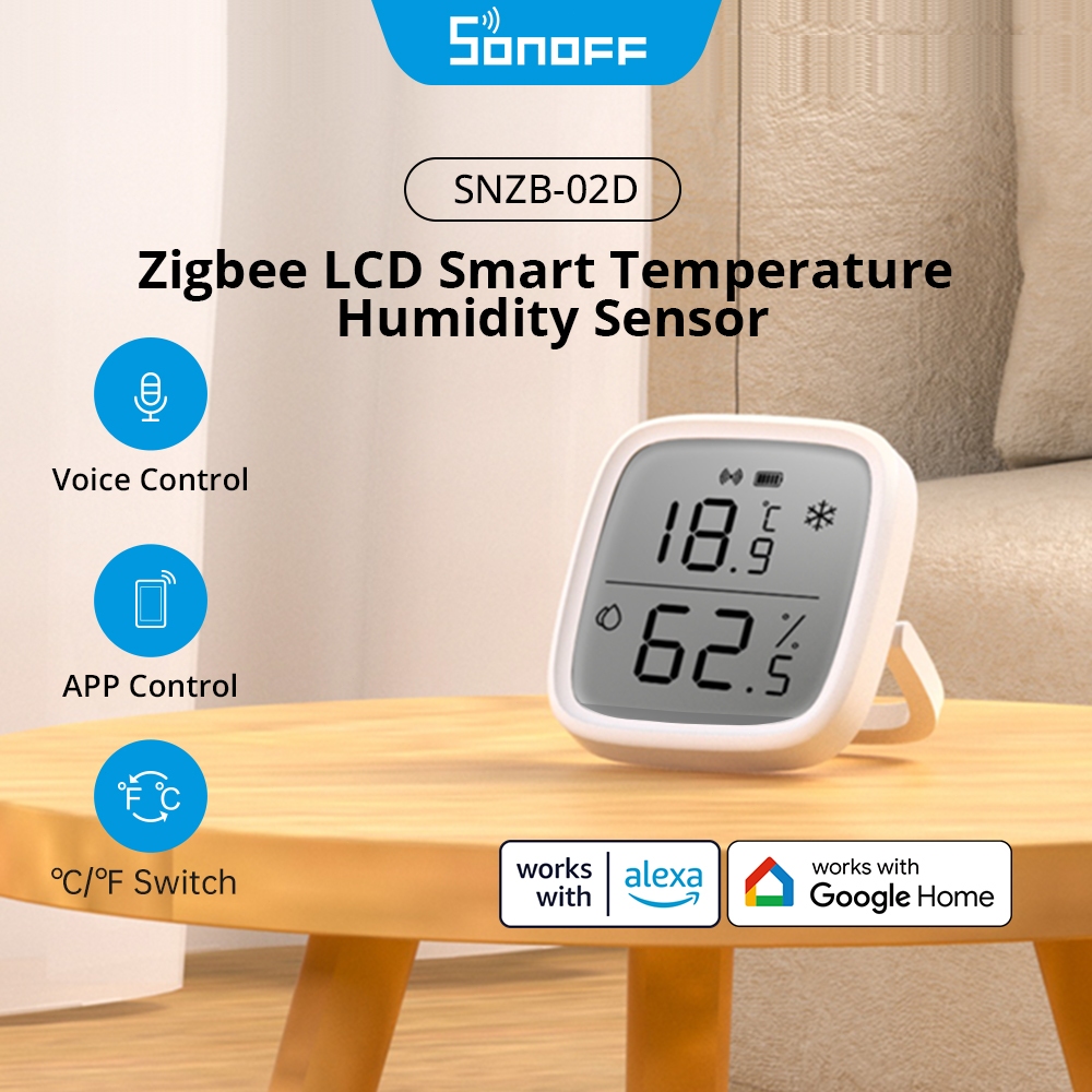 SONOFF SNZB-02D Zigbee LCD Sensor Inteligente De Umidade De Temperatura Registra O Status ...