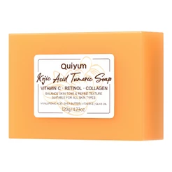 Sabão De Tumérico De Ácido KOJIC QUIYUM Refinar Textura Melhora O Equilíbrio Da Pele Áspera Tom 120g