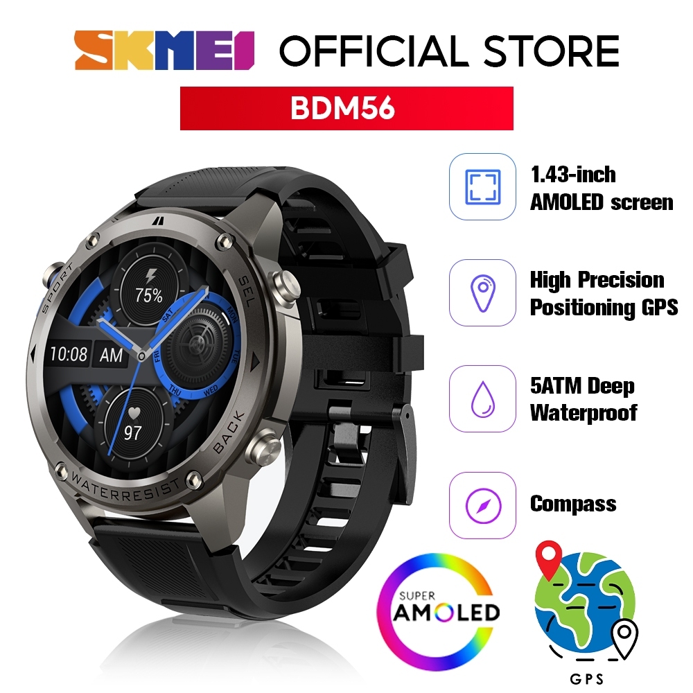 SKMEI GPS Esportes Ao Ar Livre Natação Tela AMOLED À Prova D'água De 1.43 Polegadas Com Bateria De Grande Capacidade De em Oferta na Shopee