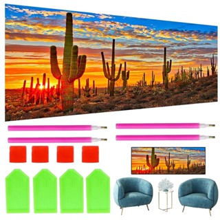 Conjunto de pintura diamante de cacto de pôr do sol infantil 120x40cm, conjunto de pintura de diamante 5D DIY adulto em Oferta na Shopee