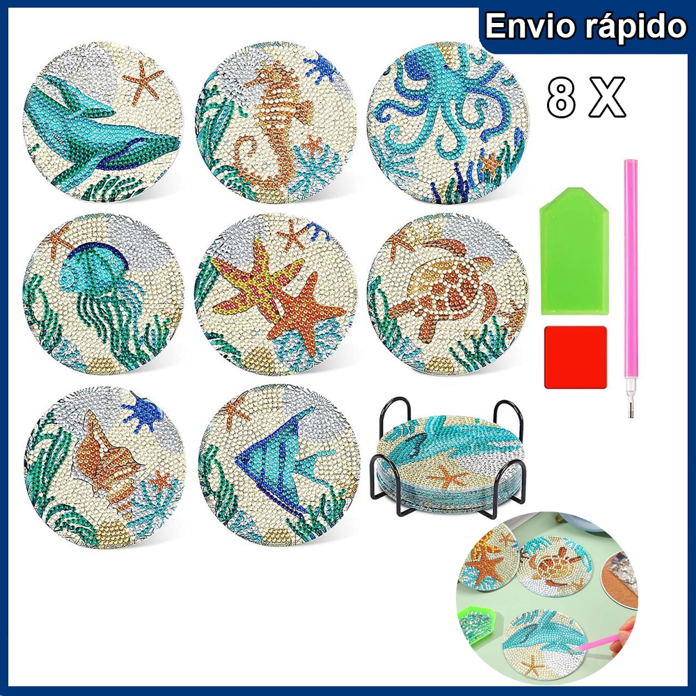 8 x porta-copos para pintura de diamante, porta-copos para arte em diamante, porta-copos para oceano, porta-copos para b em Oferta na Shopee