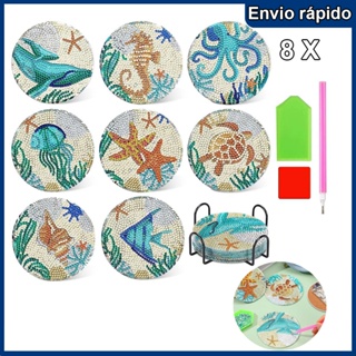 8 x porta-copos para pintura de diamante, porta-copos para arte em diamante, porta-copos para oceano, porta-copos para b em Oferta na Shopee
