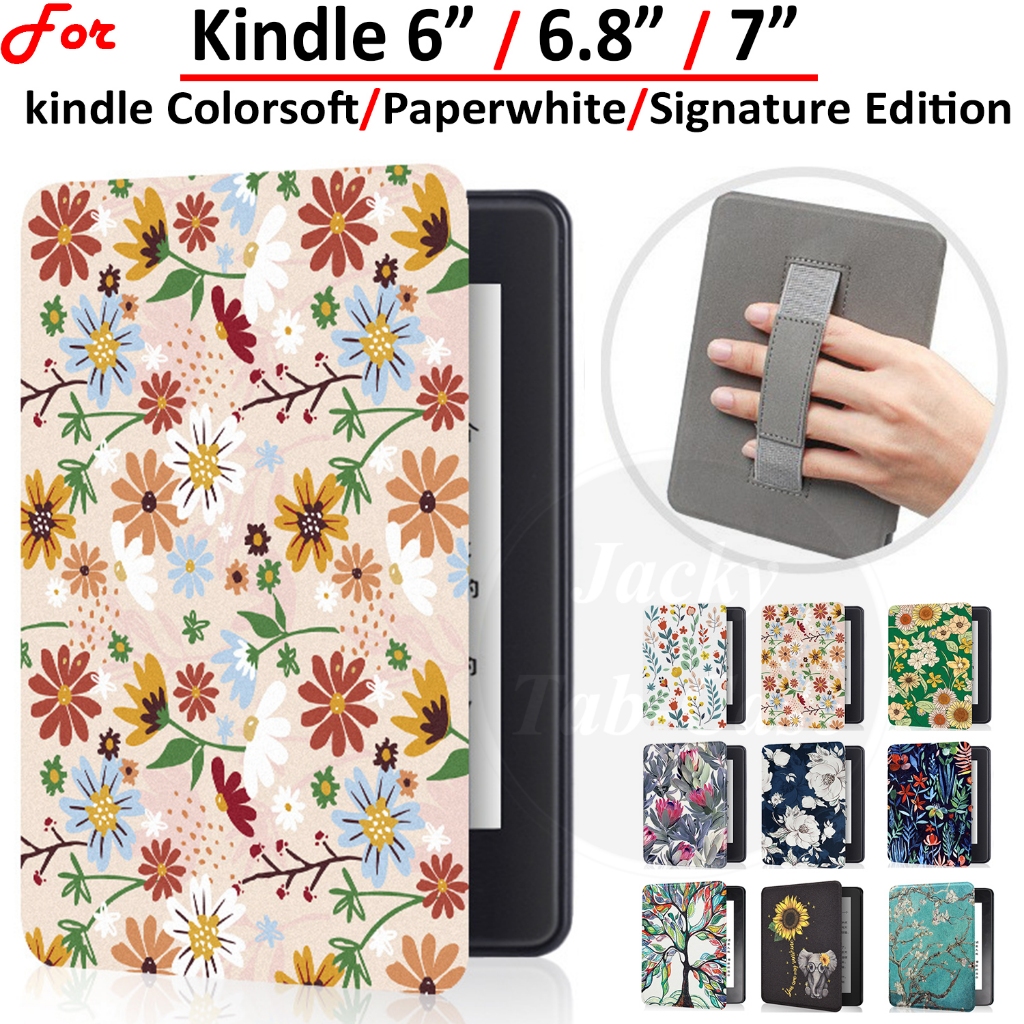 Para Kindle 6" 6.8" 7" E-leitor Capa Paperwhite Colorsoft Signature Edition 12ª 11 10ª Geração Flip Rígido Portátil Flor em Oferta na Shopee