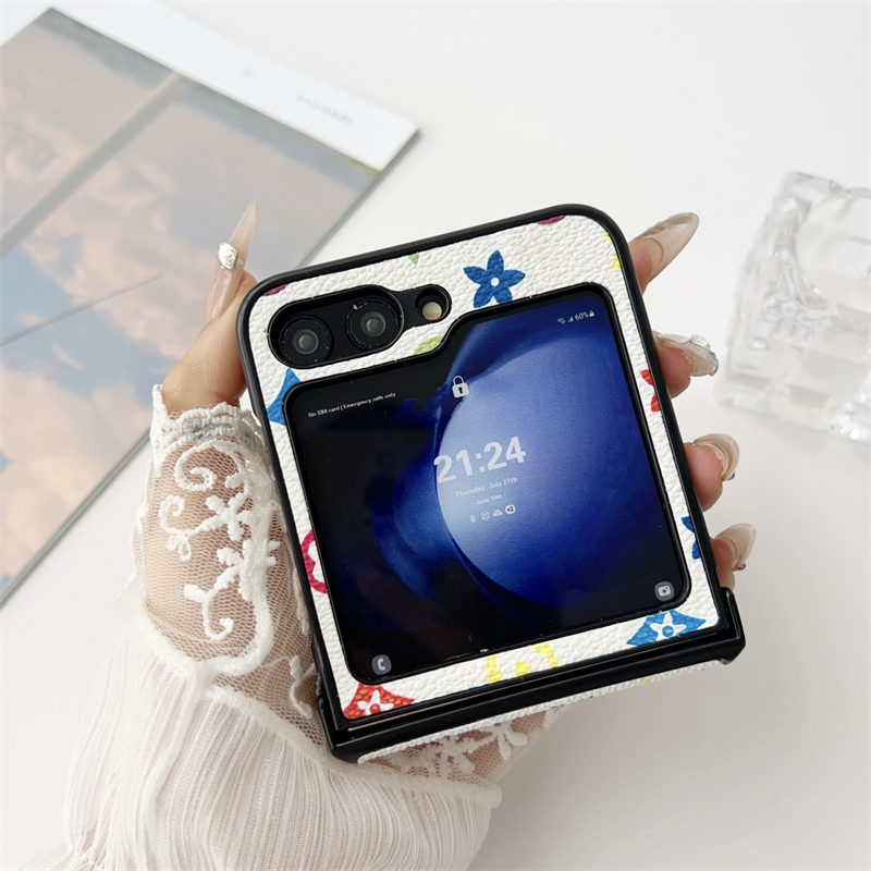 Capa anti-Queda Com Padrão De Couro De Luxo Para Samsung Z Flip 7 4 5 6 7fe De Telefone Tela Dobrável