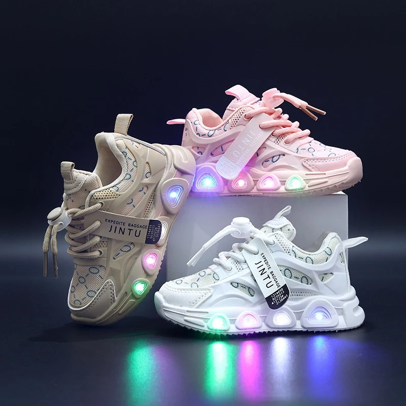2026 Novo Estilo tênis infantis meninos estudantes casuais sapatos de placa alta meninas sapatos de bebê LED sapatos — imagem 1